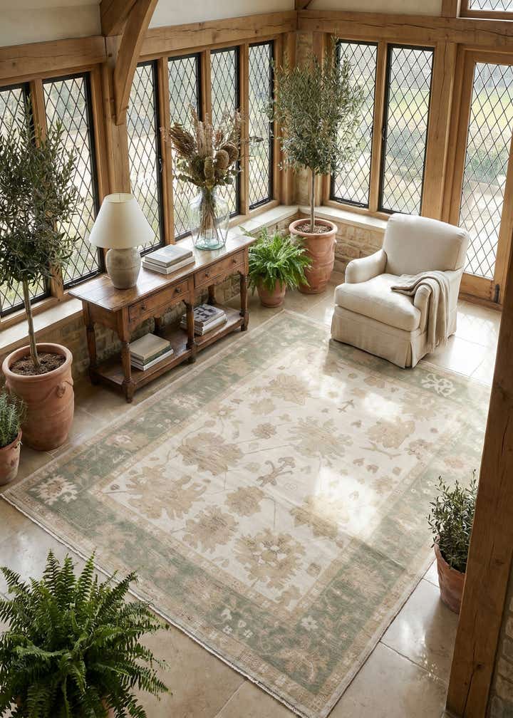 8' 4 x 9' 10 Hand Knotted Oushak Wool Rug