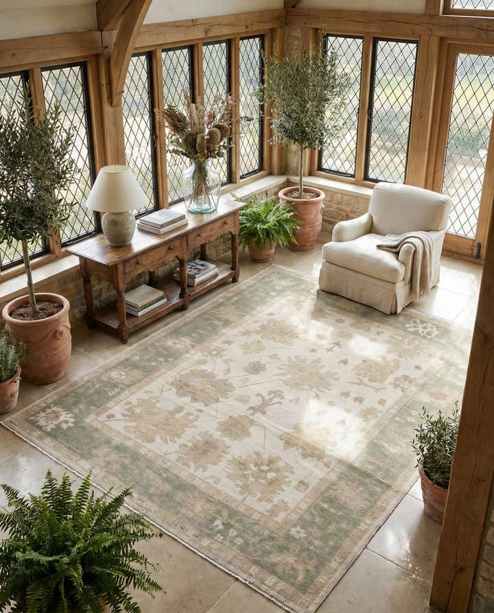 8' 4 x 9' 10 Hand Knotted Oushak Wool Rug