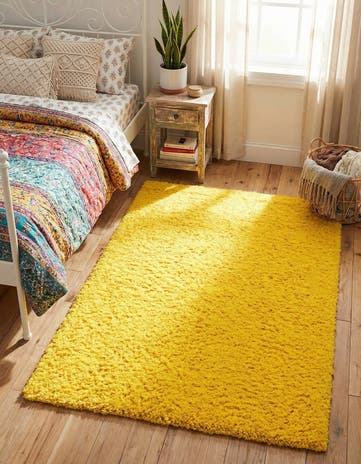 Tuscan Sun Yellow Solid Shag Rug