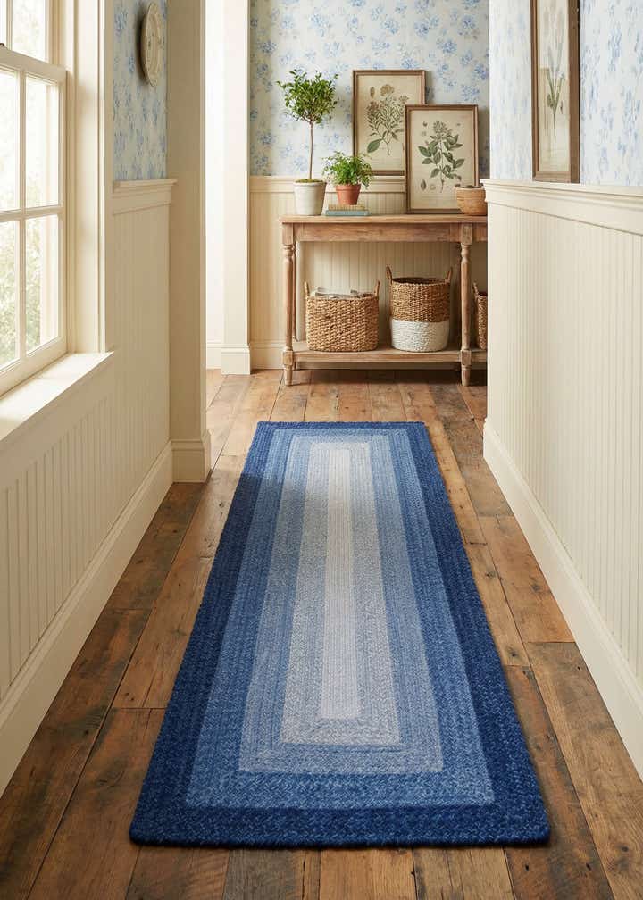 2' 7 x 8' Hand Braided Wool Runner Rug