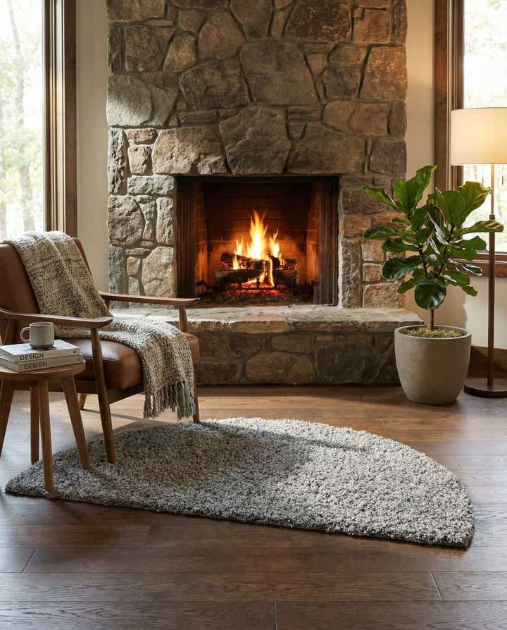 3' x 6' Solid Shag Hearth Rug