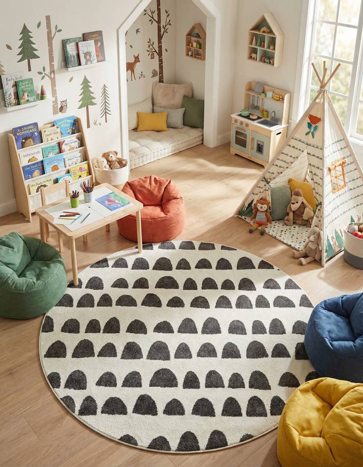 Detail image of 5' x 5' Whimsy Kids Round Rug