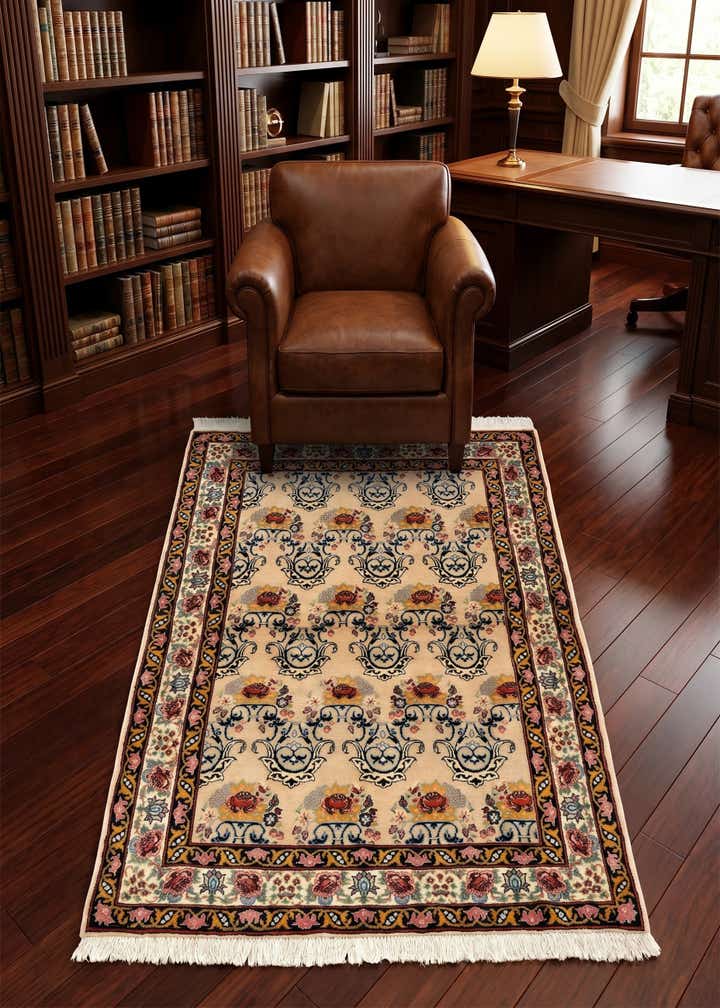 3' 5 x 4' 11 Hand Knotted Bidjar Persian Wool Rug