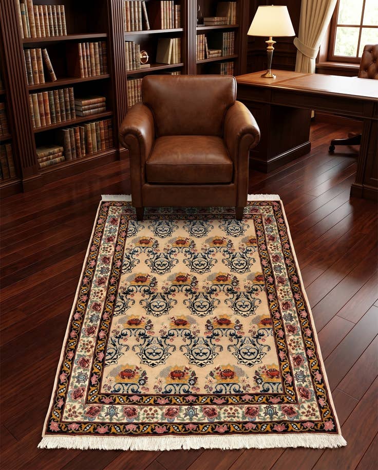 Detail image of 3' 5 x 4' 11 Hand Knotted Bidjar Persian Wool Rug