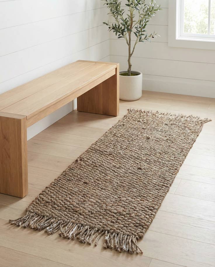 Detail image of 2' x 5' 1 Hand Woven Chunky Jute Runner Rug