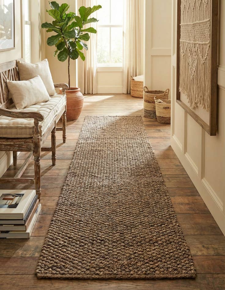 Detail image of 2' 7 x 12'  Hand Woven Chunky Jute Runner Rug