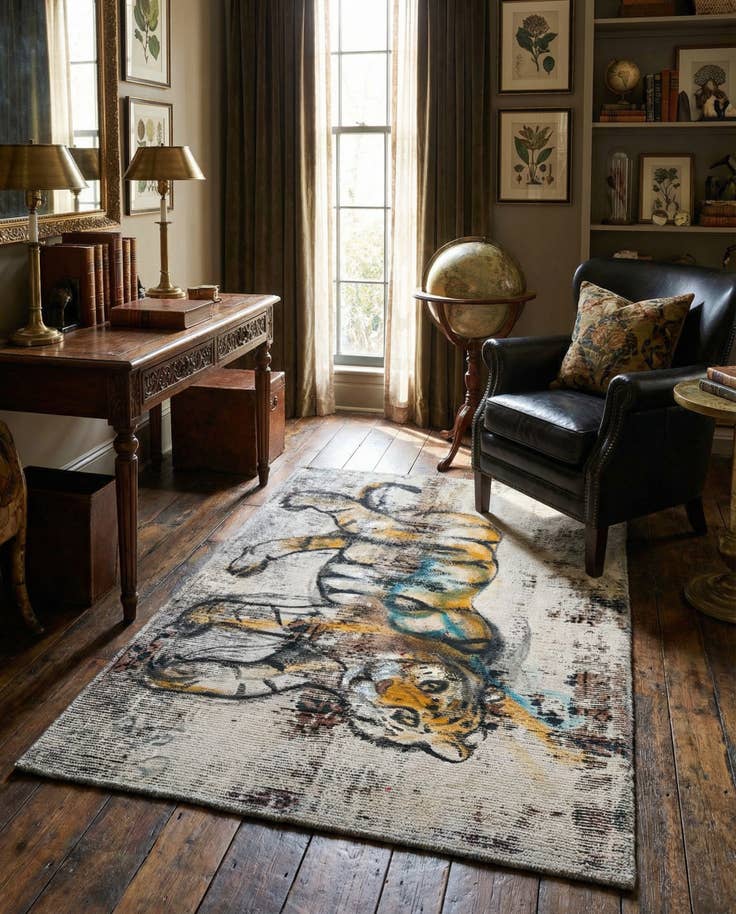 Detail image of 3' 2 x 4' 4 Hand Knotted Ultra Vintage Persian Wool Rug