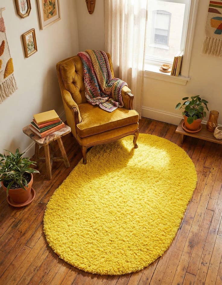 Detail image of 3' x 5' 3 Solid Shag Oval Rug