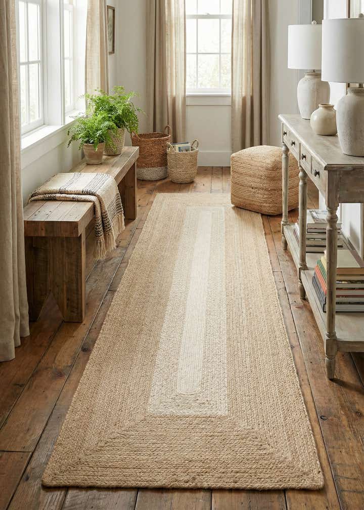2' 7 x 8' Handmade Hand Braided Wool Runner Rug