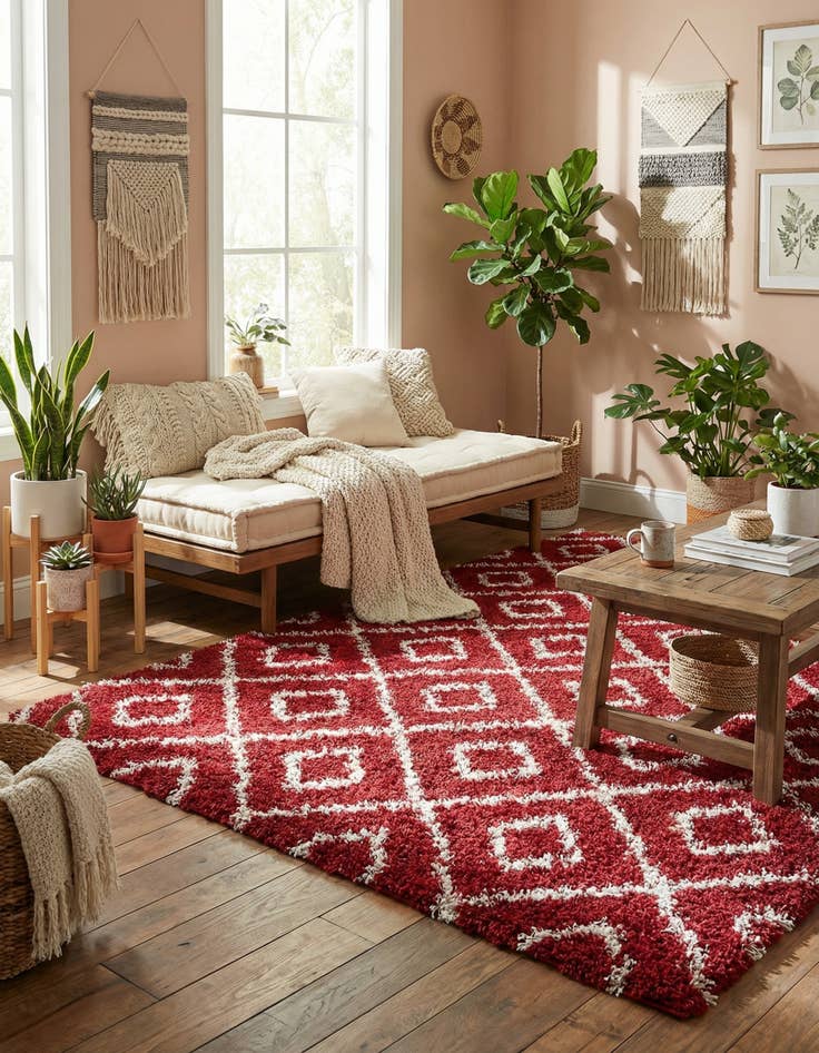 Detail image of 6' x 9' Trellis Shag Rug