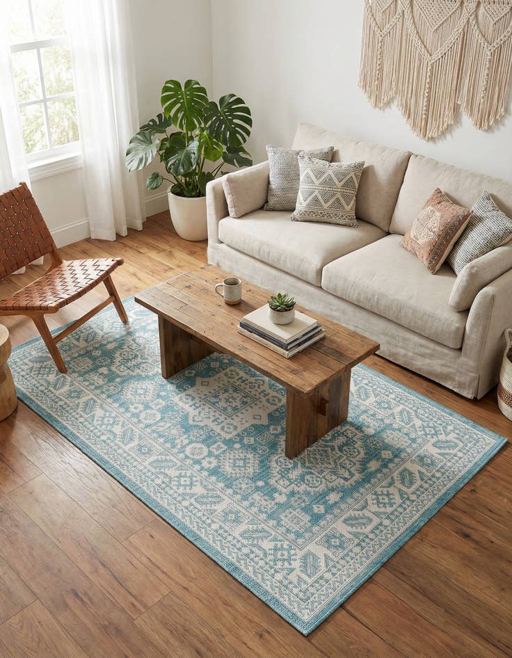 Detail image of 3' x 5' 3  Washable Aztec Indoor / Outdoor Rug