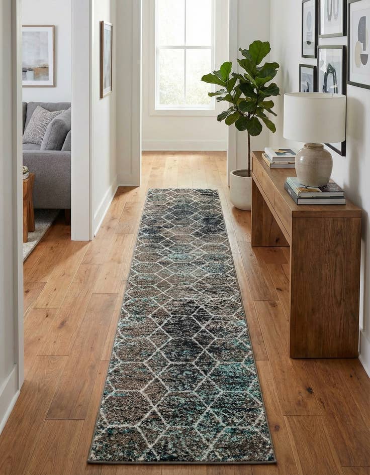 Detail image of 2' 7 x 12' Trellis Frieze Runner Rug