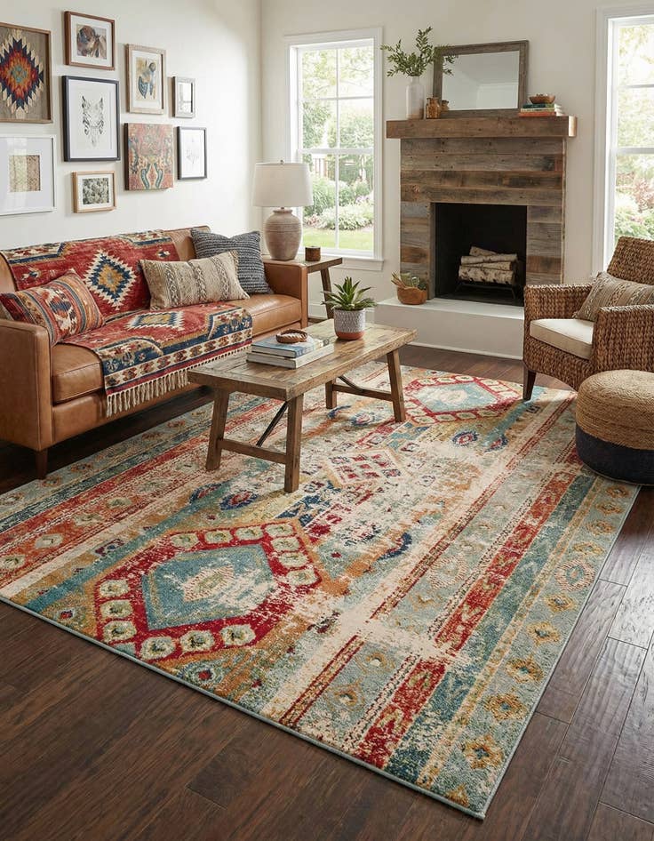 Detail image of 9' x 12' 2  Washable Santa Fe Rug