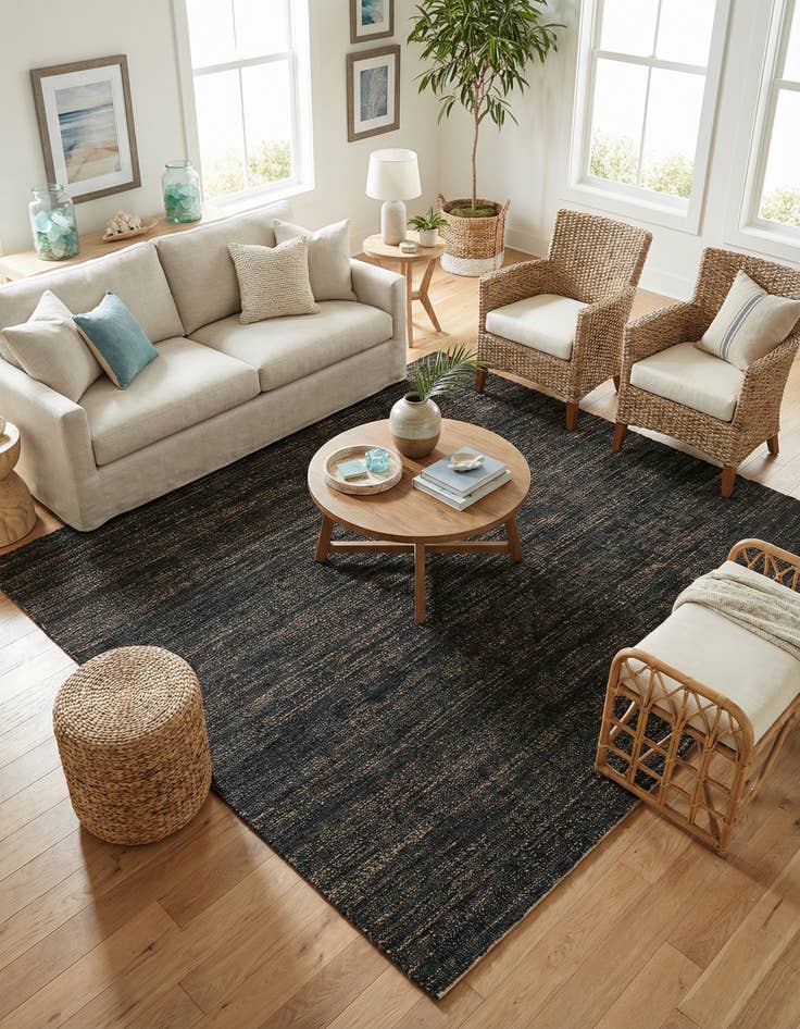 Detail image of 7' 10 x 7' 10 Hand Woven Palm Beach Jute Square Rug