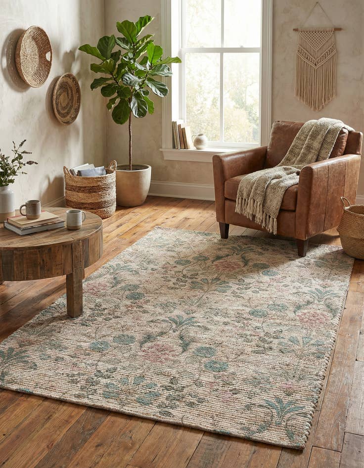 Detail image of 4' 1 x 6' 1  Hand Woven Chenille Jute Rug