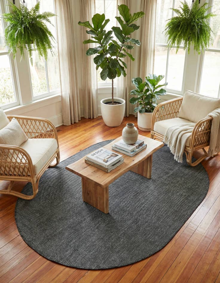 Detail image of 5' 3 x 8' Easy-Clean Solid Indoor / Outdoor Oval Rug