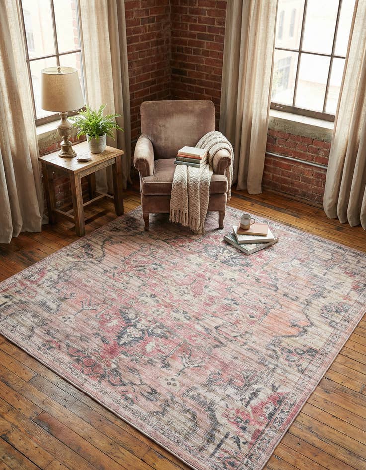 Detail image of 7' 3 x 7' 3 Washable Nostalgia Square Rug