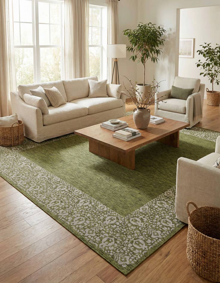 Detail image of 13' x 13' Washable Border Indoor / Outdoor Square Rug