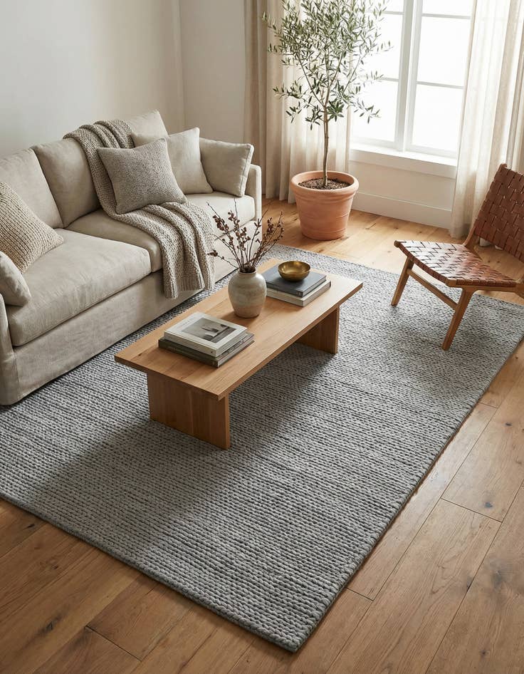 Detail image of 6' 1 x 9'  Hand Woven Lana New Zealand Wool Rug