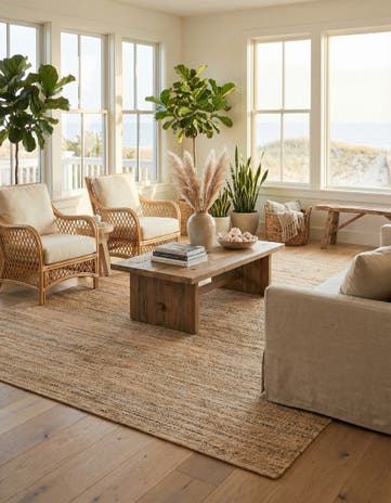 Palomino Ivory Hand Woven Palm Beach Jute Rug