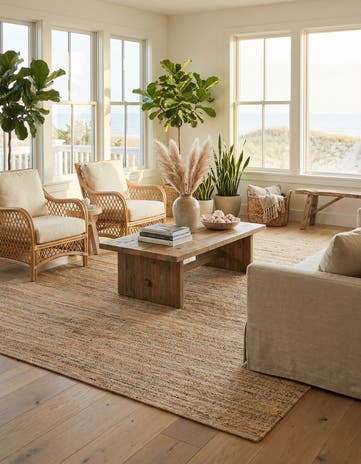 Palomino Ivory Hand Woven Palm Beach Jute Rug