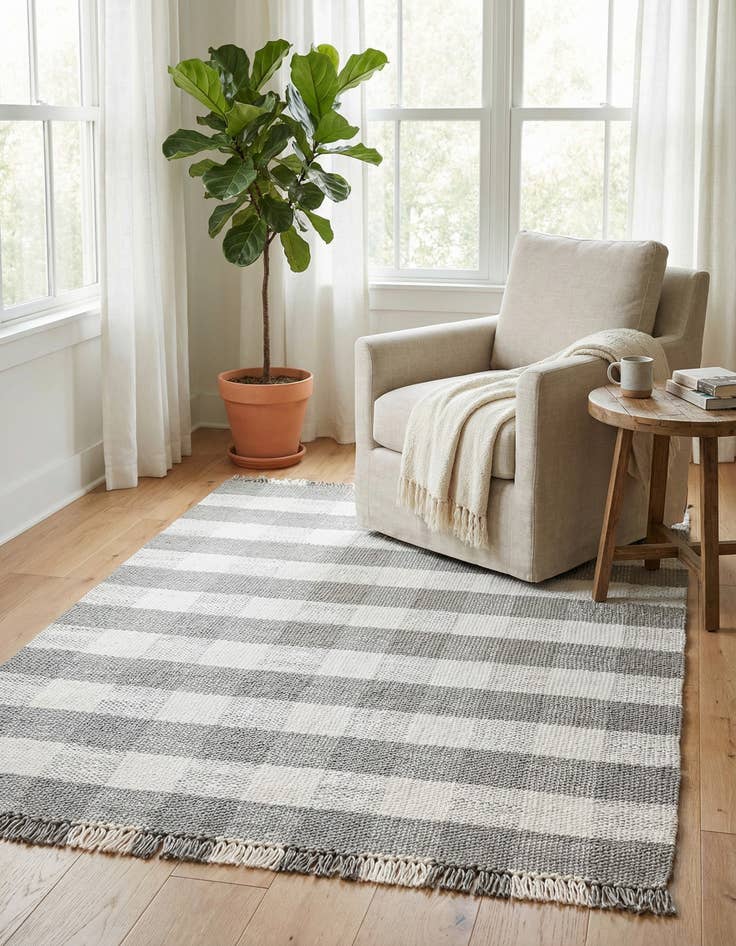 Detail image of  6' x 9' Eco Plaid   Washable Indoor / Outdoor Rug