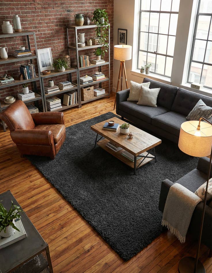 Detail image of 5' 3 x 7' 7 Solid Frieze Rug