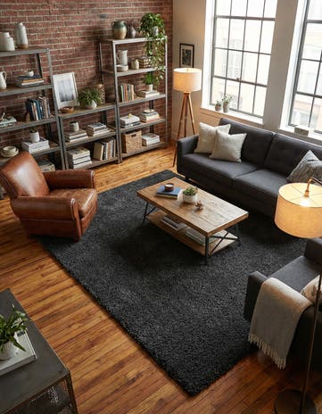 Charcoal Solid Frieze Rug