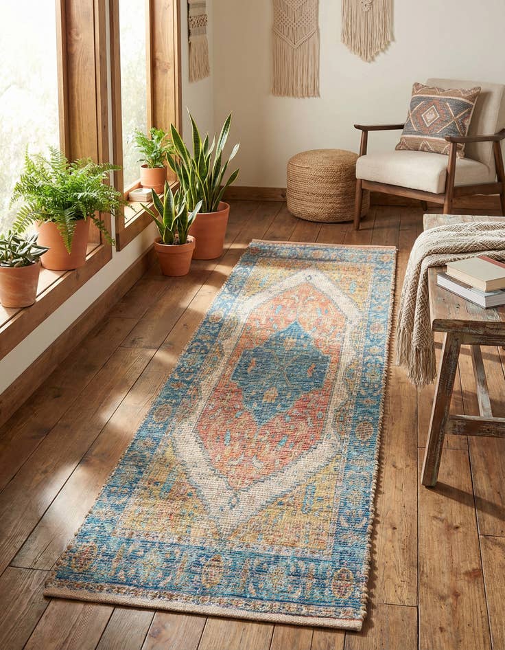 Detail image of 2' 2 x 8' Hand Woven Chenille Jute Runner Rug