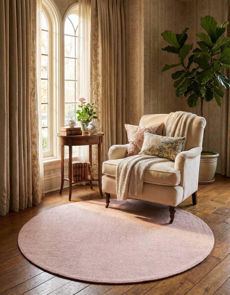 Detail image of 5' 3 x 5' 3  Hand Woven Jill Zarin English Manor Farmhouse Wool Round Rug