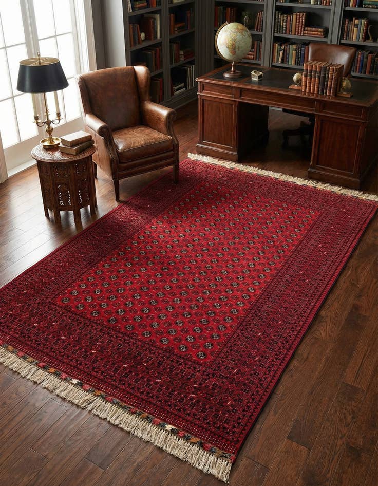 Detail image of 6' 8 x 10' 1 Hand Knotted Afghan Mouri Oriental Wool Rug