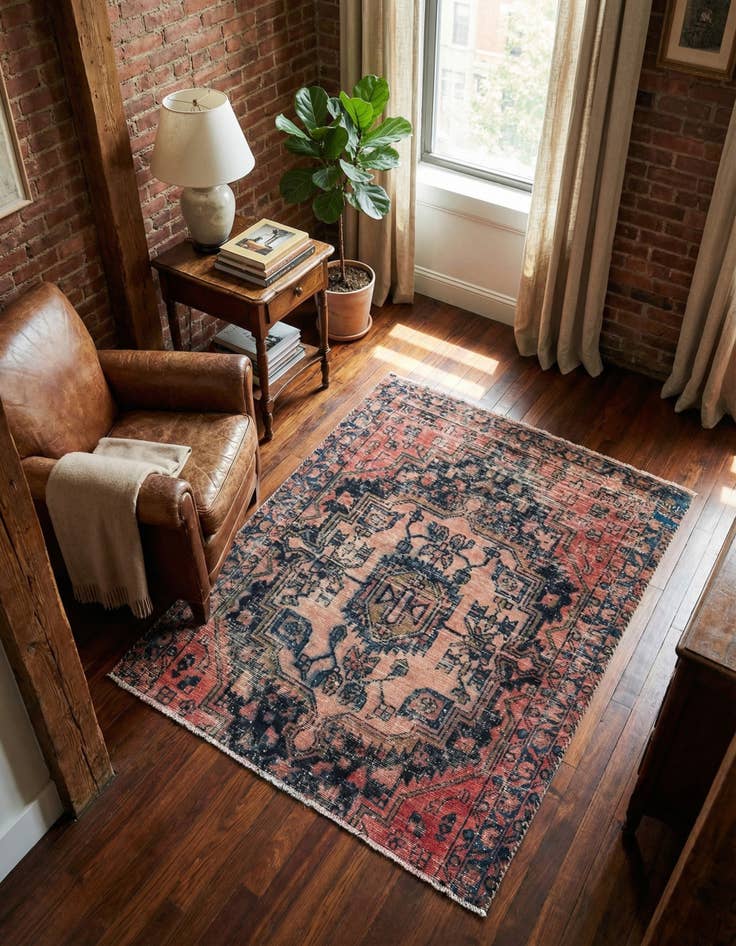 Detail image of 3' 6 x 4' 4 Hand Knotted Ultra Vintage Persian Wool Rug