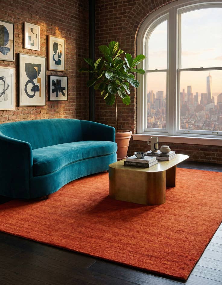 Detail image of 9' 10 x 13' Solid Gabbeh Wool Rug