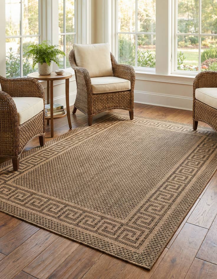 Detail image of 5' 3 x 8' Washable Border Indoor / Outdoor Rug