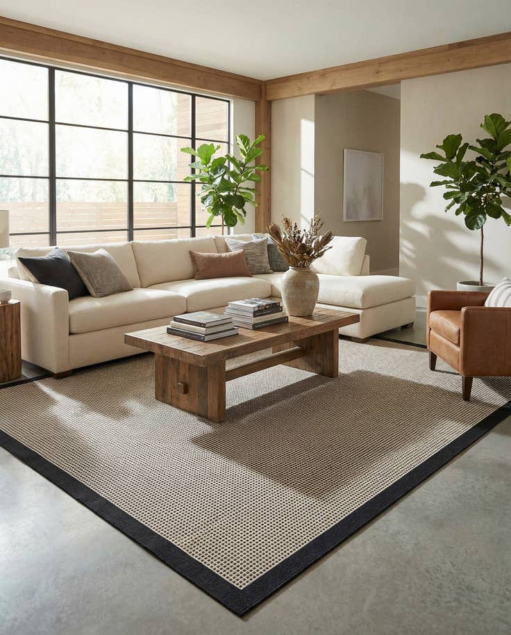 Detail image of 9' x 12' Easy-Clean Border Indoor / Outdoor Rug