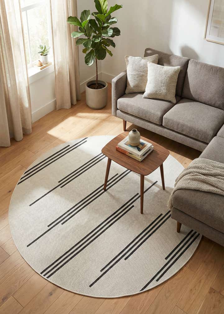 6' x 6' Easy-Clean Modern Indoor / Outdoor Round Rug