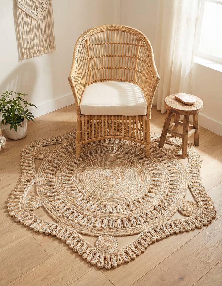 Detail image of 4' 1 x 4' 1 Handmade Braided Jute Round Rug