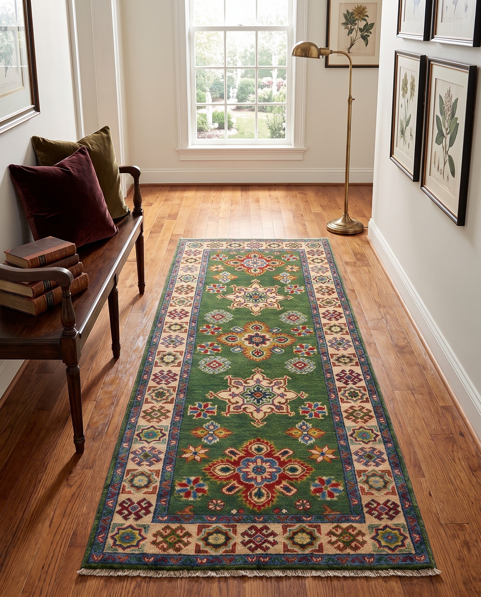 80cm x 205cm Hand Knotted Kazak Runner Rug