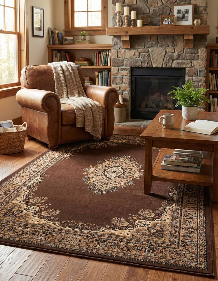 Detail image of 5' 3 x 8' Mashad Design Rug