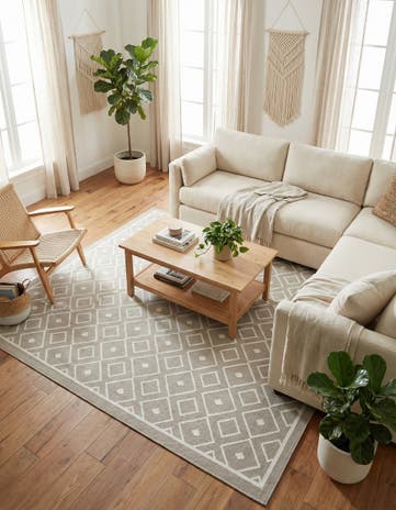 5' 3 x 8' Easy-Clean Lattice Indoor / Outdoor Rug