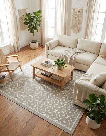5' 3 x 8' Easy-Clean Lattice Indoor / Outdoor Rug