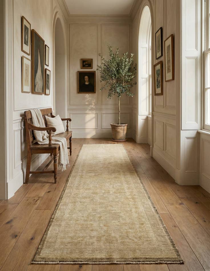 Detail image of 2' 9 x 10' 3 Hand Knotted Oushak Wool Runner Rug