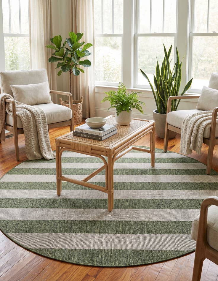Detail image of 7' 10 x 7' 10 Easy-Clean Ribbon Indoor / Outdoor Round Rug