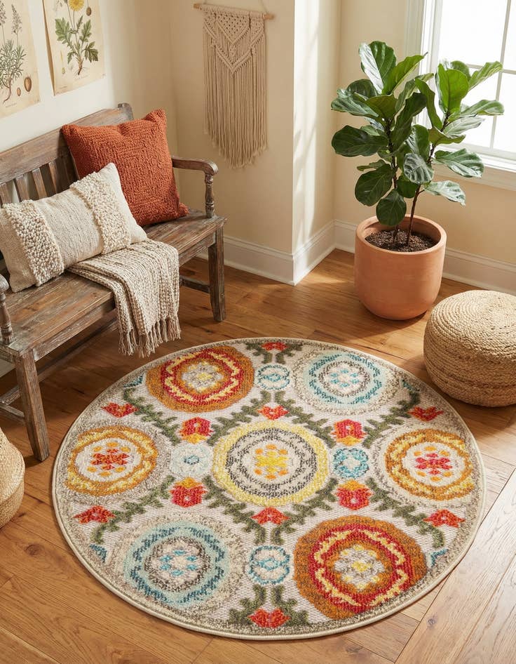 Detail image of 3' x 3' Washable Casablanca Indoor / Outdoor Round Rug