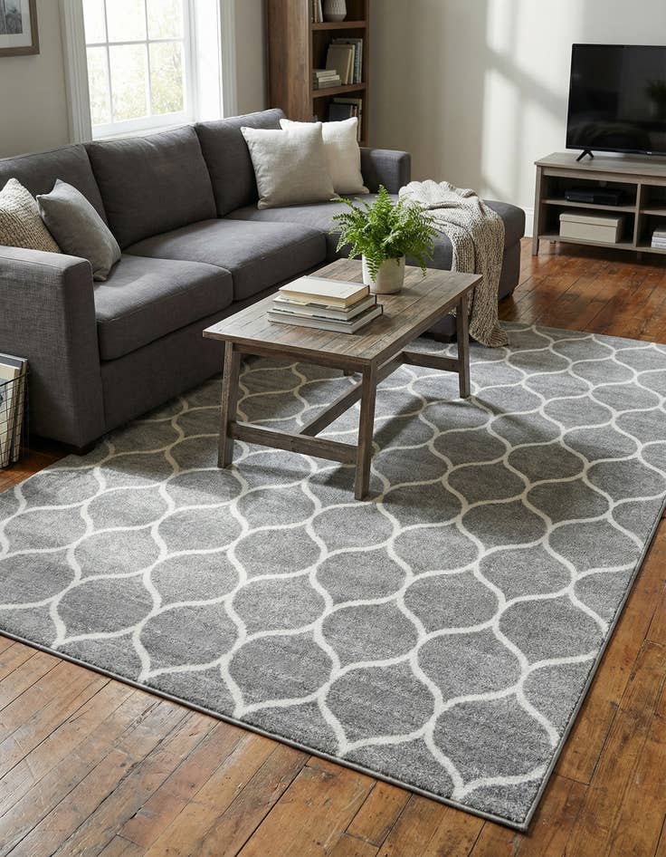 Detail image of 5' 3 x 8' Lattice Frieze Rug