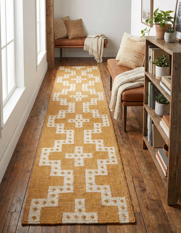 Detail image of 2' x 8' Hand Woven Kilim Wool Runner Rug