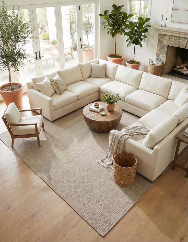 Detail image of  13' x 13'  Washable Solid Indoor / Outdoor Square Rug