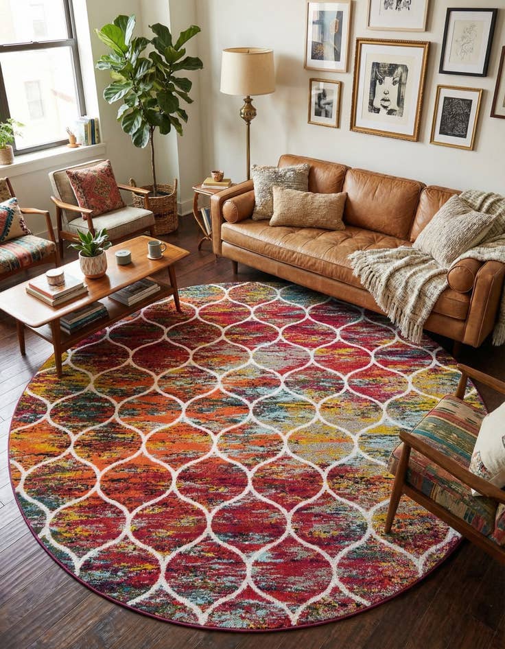 Detail image of 10' x 10' Trellis Frieze Round Rug