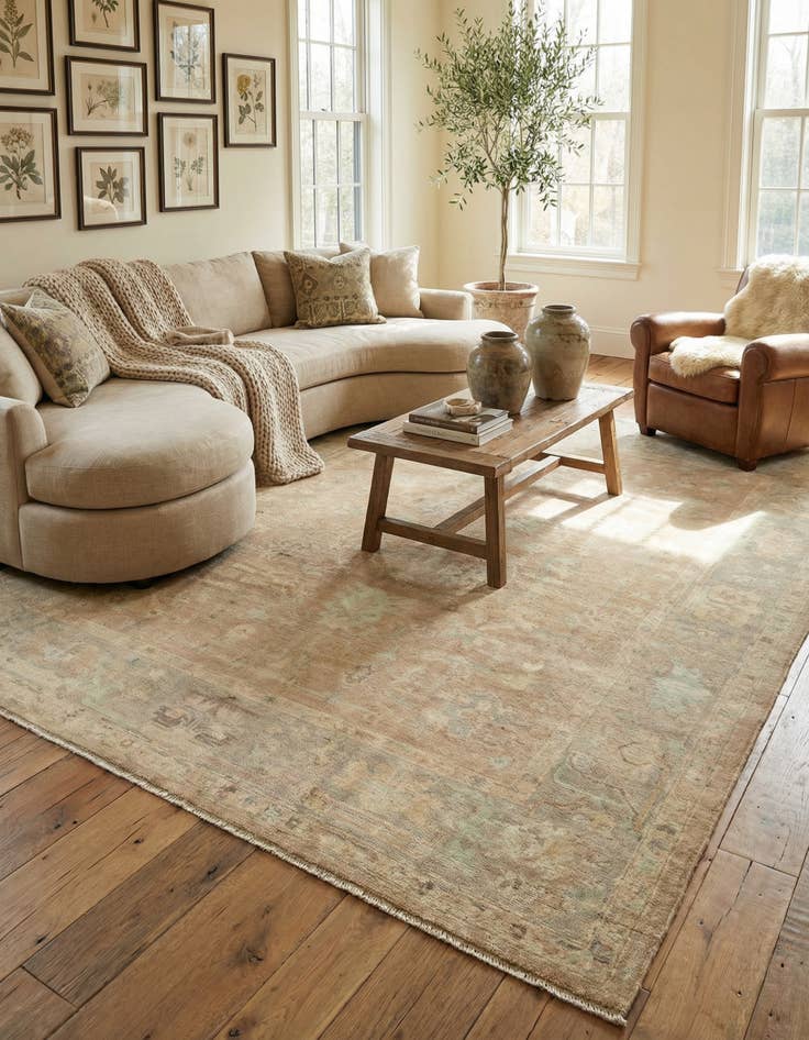 Detail image of 8' 2 x 9' 10 Hand Knotted Oushak Wool Rug