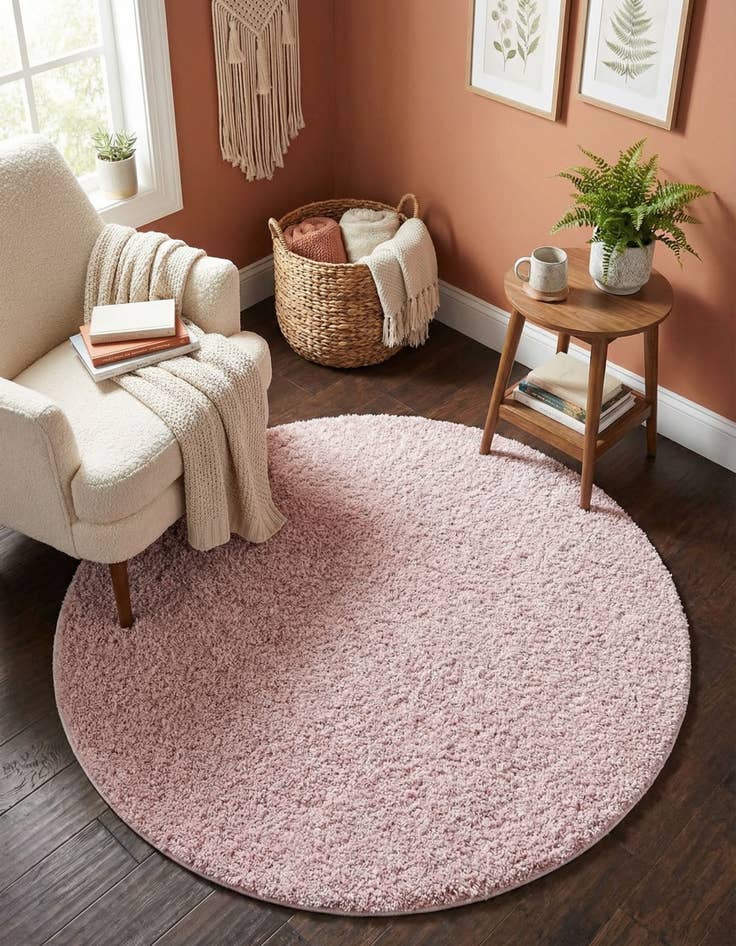 Detail image of 4' x 4' Soft Solid Shag Round Rug